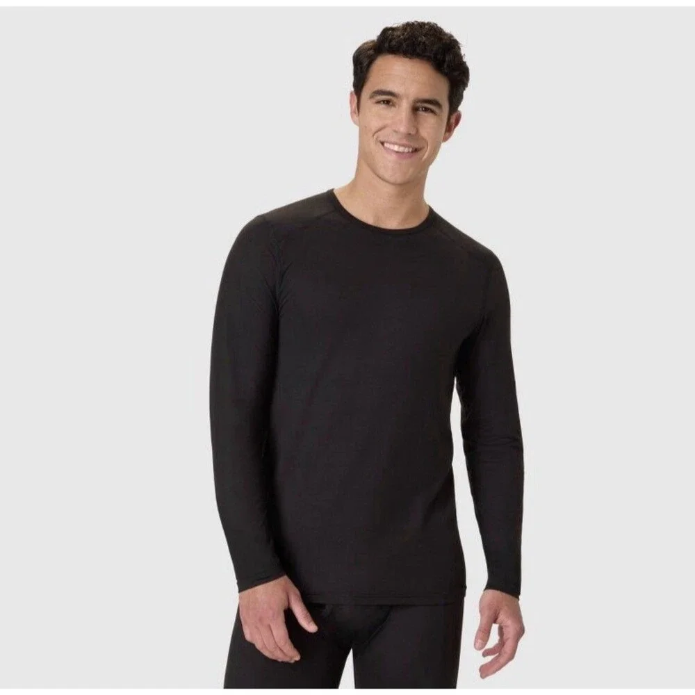 NWT Lot Of 2 Hanes Men's Thermal Long Sleeve Performance Top Black Med Baselayer - Picture 3 of 7